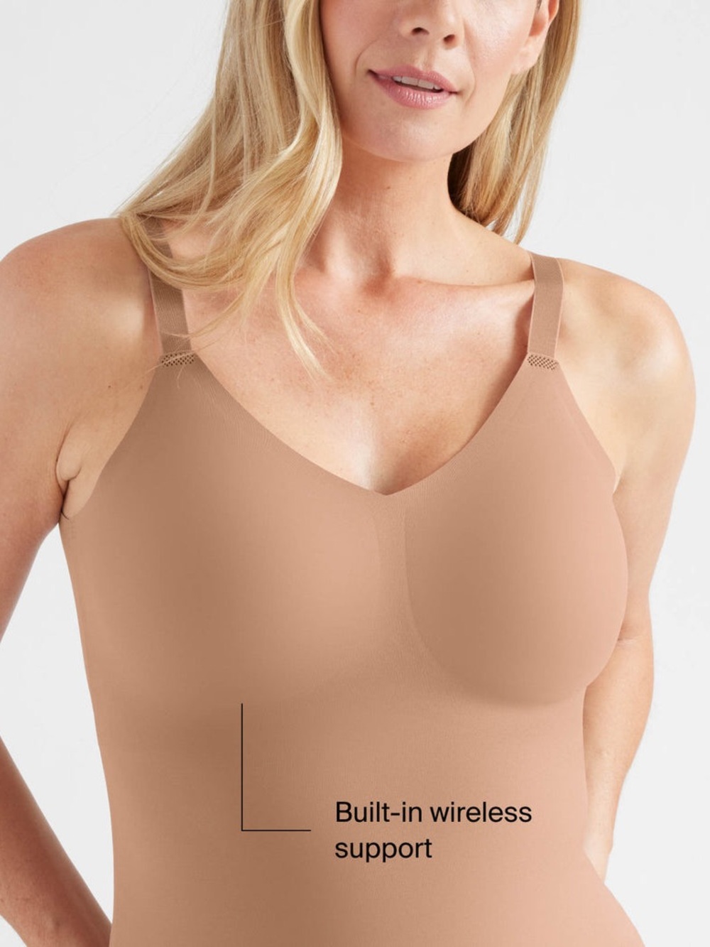 2/$35 Knix LuxeLift V-Neck Tank XXL+ 40D/DD/DDD Built-In Bra Cavassa Nude